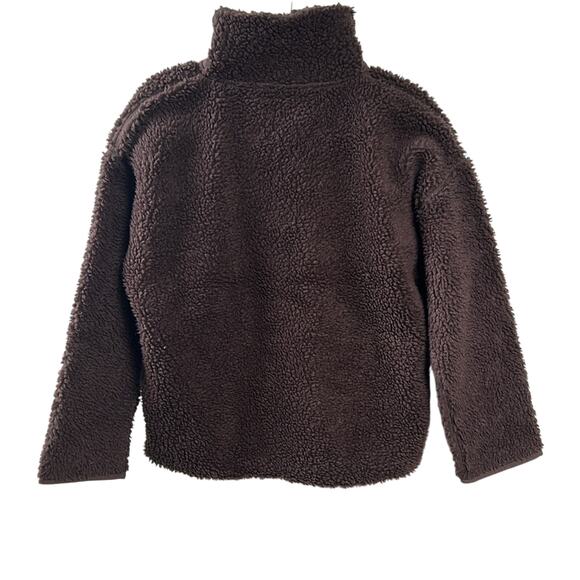 J.Crew Teddy Sherpa Half-Zip Sweatshirt in Chocolate Brown Size Small EUC - Picture 5 of 6